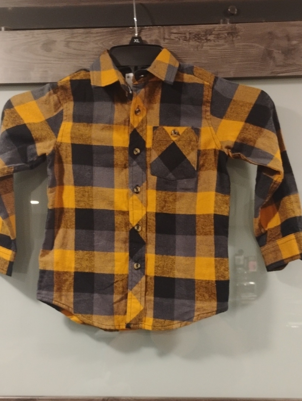 Boys' Yellow & Gray Plaid Button-Down Shirt